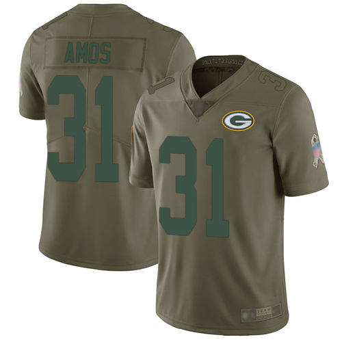 Green Bay Packers Limited Olive Men #31 Amos Adrian Jersey Nike NFL 2017 Salute to Service